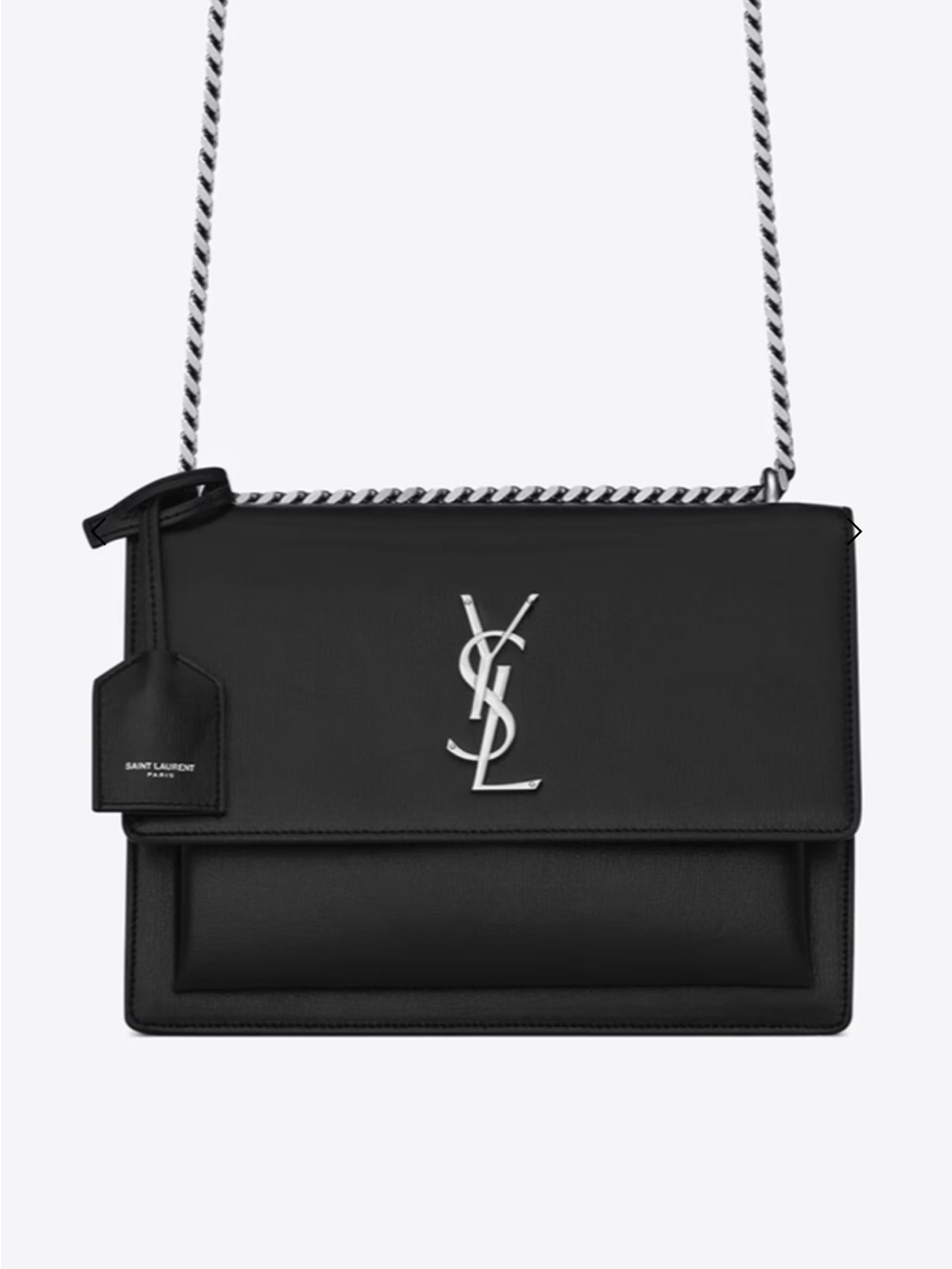 Saint Laurent Black Leather YSL Chain Bag